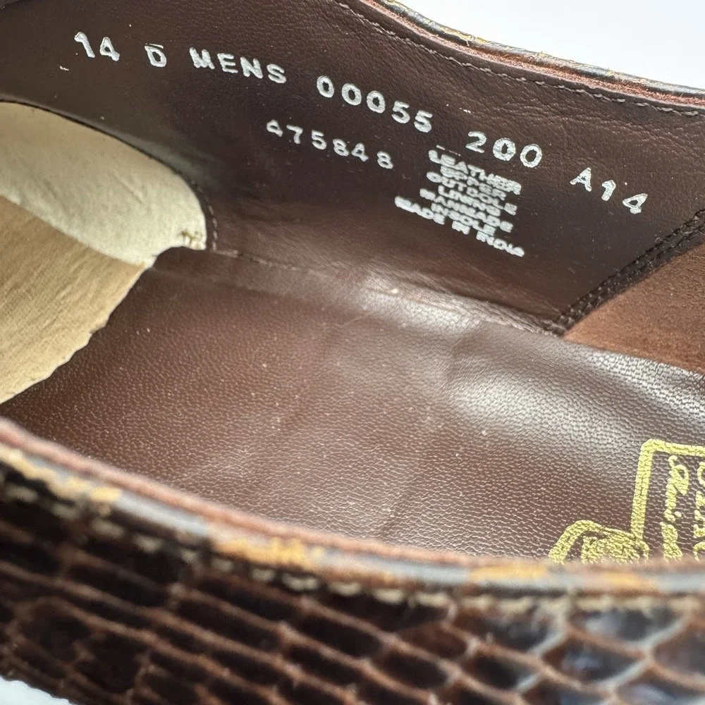 Stacy Adams Madison Anaconda Size 14D Print‎ Leather Mens Shoes Brown Biscuit